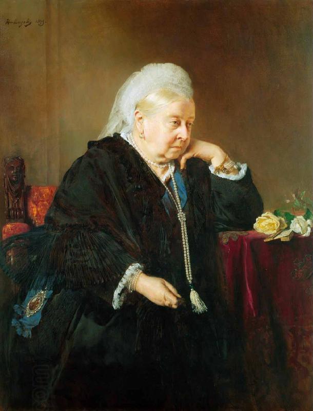 Heinrich von Angeli Portrait of Queen Victoria as widow China oil painting art